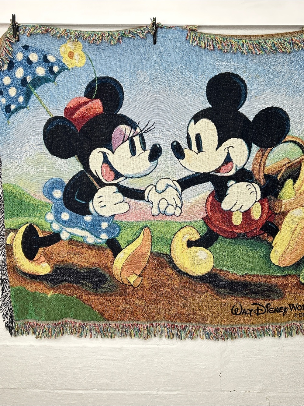 Mickey & Minnie Mouse Throw Blanket 50x62 Afghan Tapestry Walt Disney World